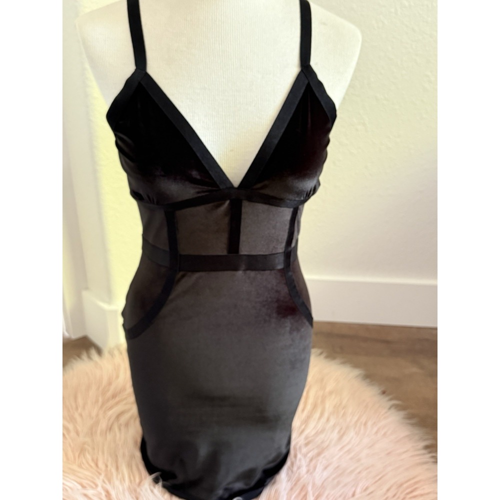 Guess Womens y2k Whimsigoth Bodycon Dress Size M Black Grunge Mini Occassion LBD